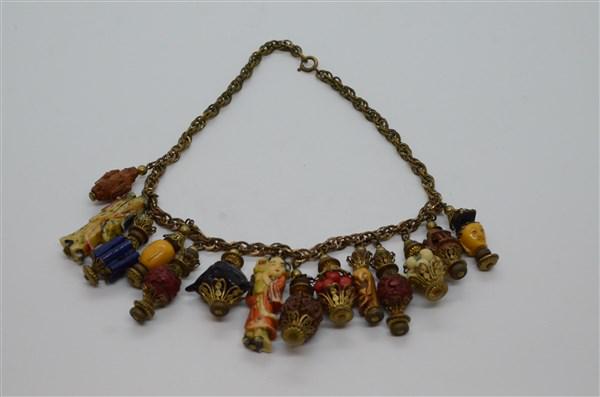 Vintage Chinese Carved Czech Charm Necklace (1 of 5)