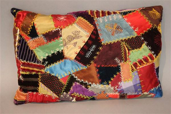 19th c. "Crazy Quilt" Victorian Pillow (1 of 3)