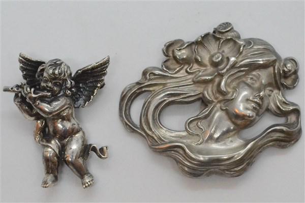 Sterling Silver Art Nouveau Clip And Angel  Pin (1 of 3)