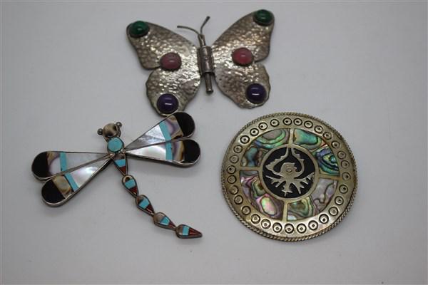 Sterling Silver Vintage Abalone Pin Lot (1 of 3)