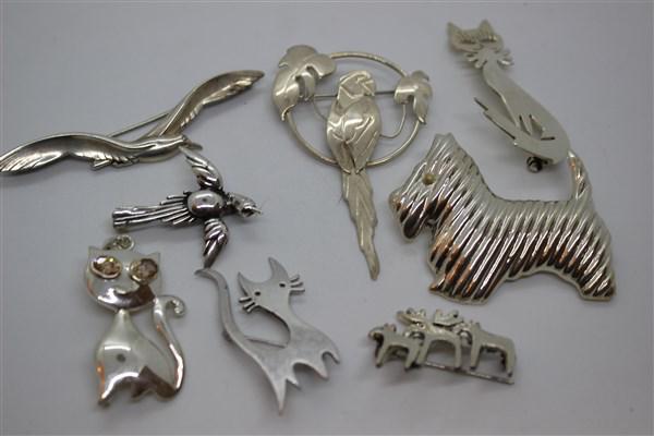 Vintage Figural Animal Sterling Silver Pin Lot (1 of 2)