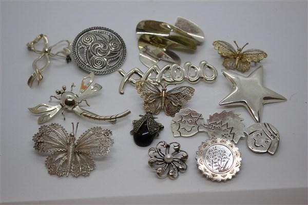 Vintage Sterling Silver Brooch Pin Lot (1 of 5)