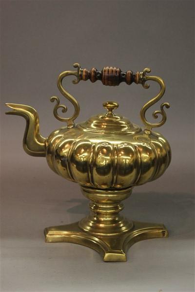 19th c. Brass Hot Water Tea Kettle (1 of 5)