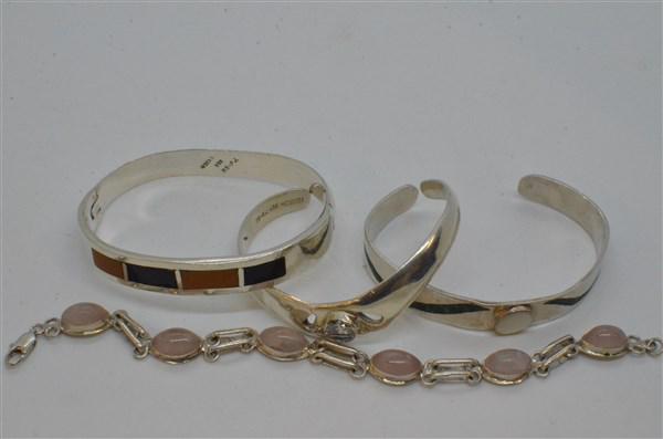 Four (4) Mexican Sterling Silver Bracelets (1 of 2)