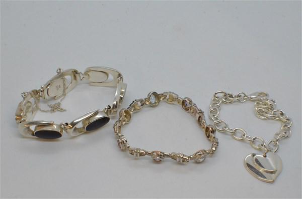 Sterling Silver Gemstone And Hearts Charm Bracelet Lot (1 of 3)
