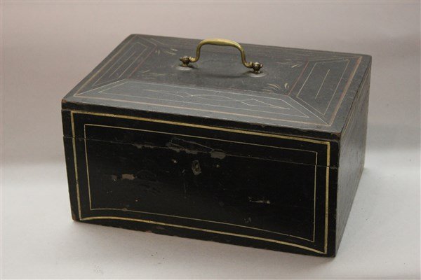 19th c. Ebonized Wood Valuables Box: A 19th century ebonized wood valuables box. Dimensions: 5" X 10" X 7"