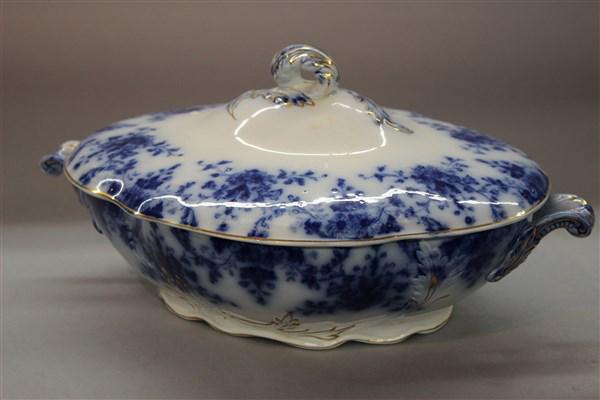 Ridgeways "Osborne" Flow Blue Covered Vegetable Dish (1 of 4)