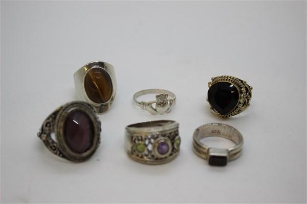 Sterling Silver Vintage Gemstone Rings Lot (1 of 4)