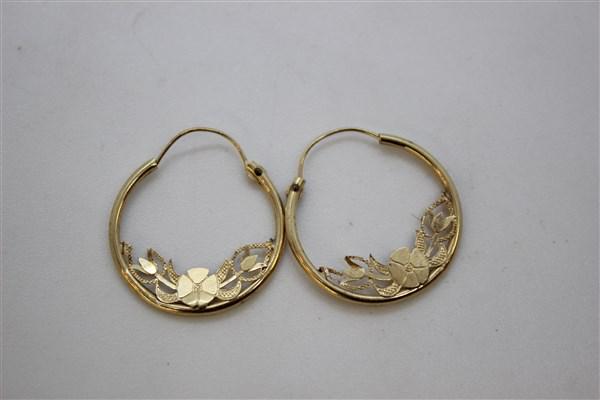 14k y.g. Etched Hoop Earrings (1 of 2)