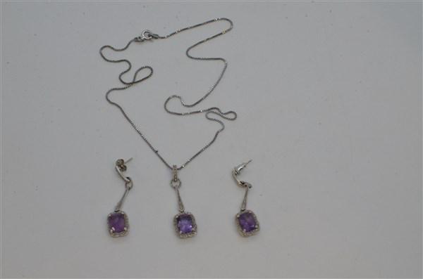 Sterling Silver Amethyst Necklace And Earrings Set (1 of 3)