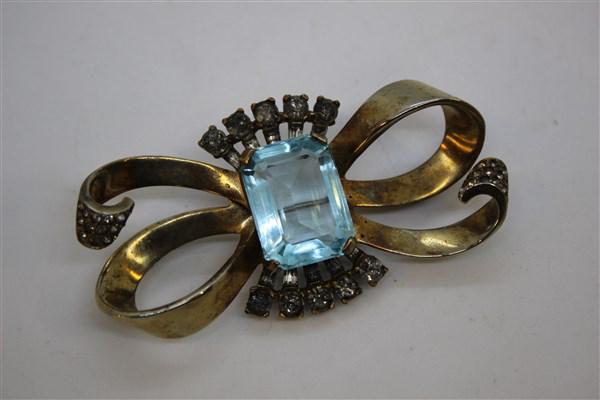Vintage Retro Large Sterling Silver Vermeil Brooch (1 of 3)