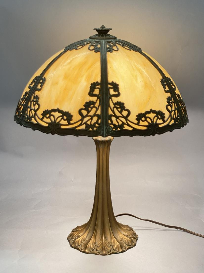 Art Nouveau Slag Glass Table Lamp (1 of 7)