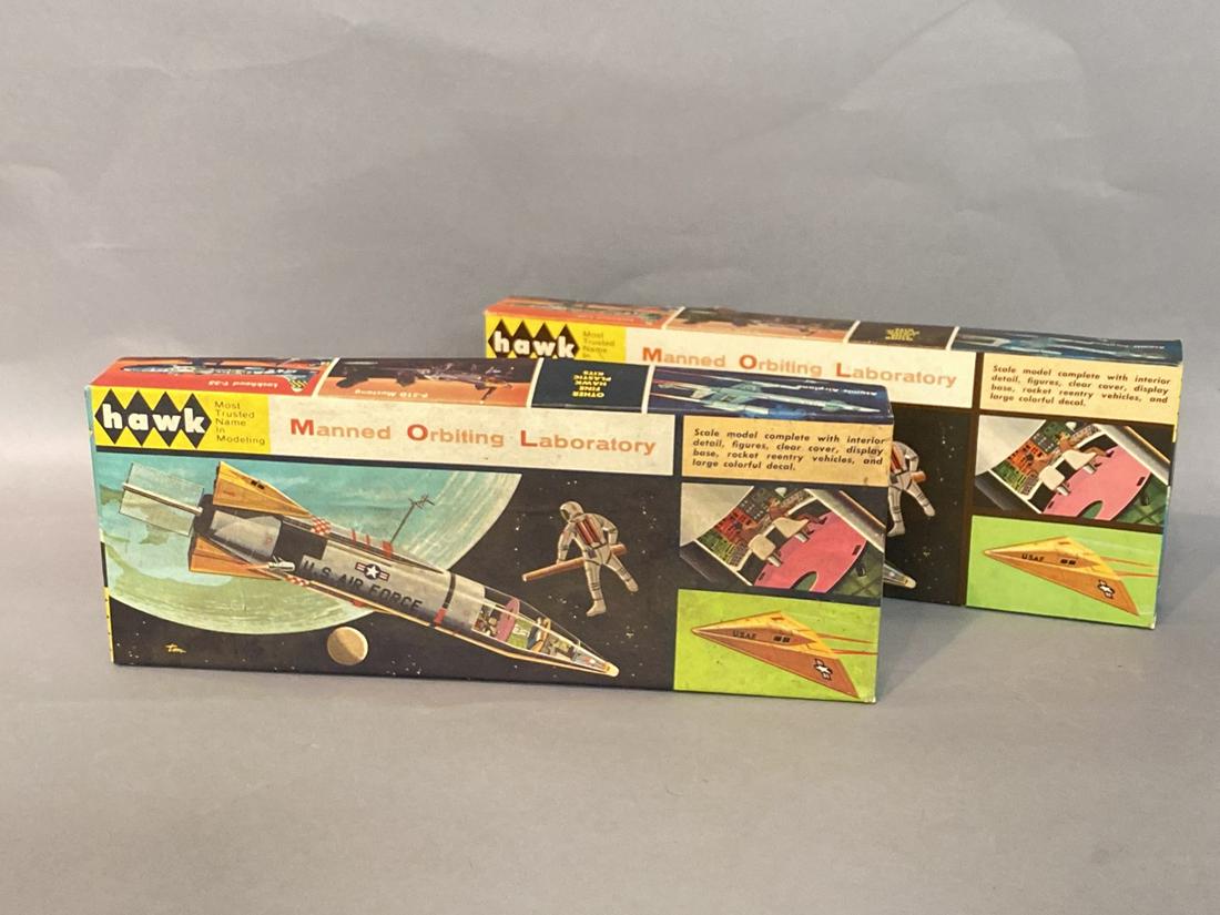 Two 1960's Orbiting Laboratory Model Kits: Two (2) Hawkman Orbiting Laboratory models. Boxed. Unused.