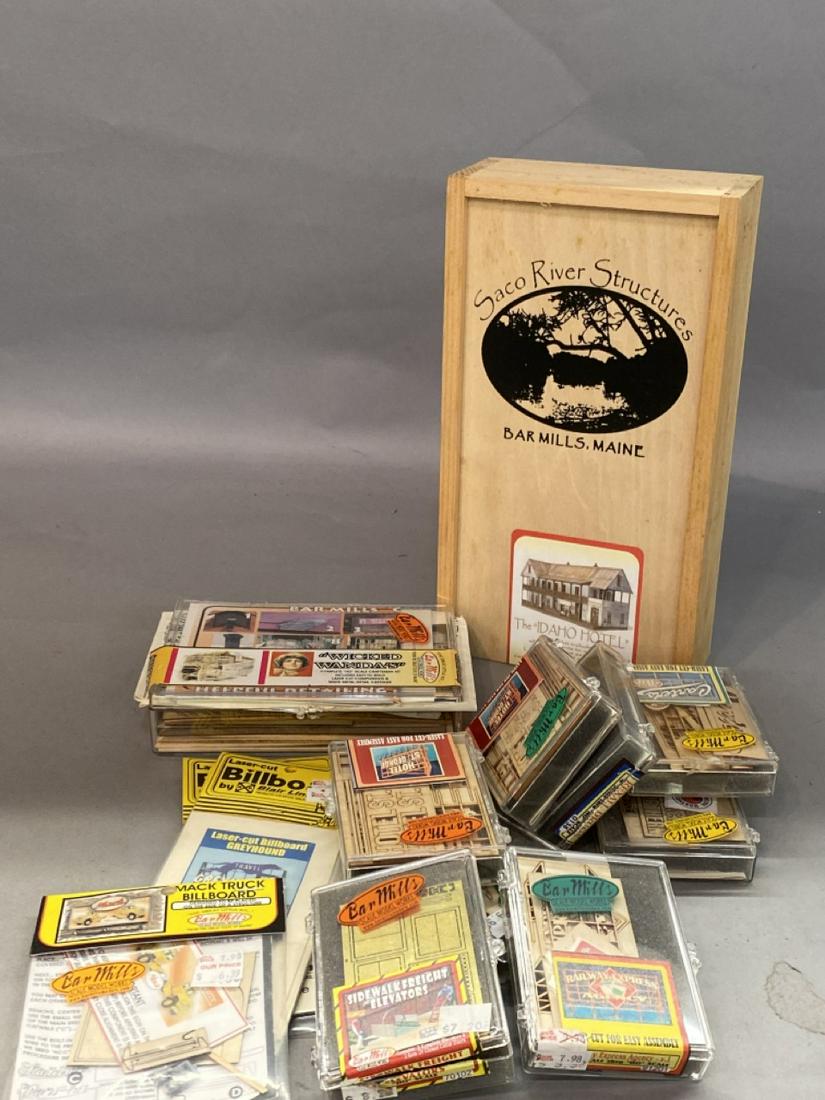 Bar Mills HO Scale Model And Accessories Lot: Bar Mills Saco River Structures The Idaho Hotel and scale model accessories.