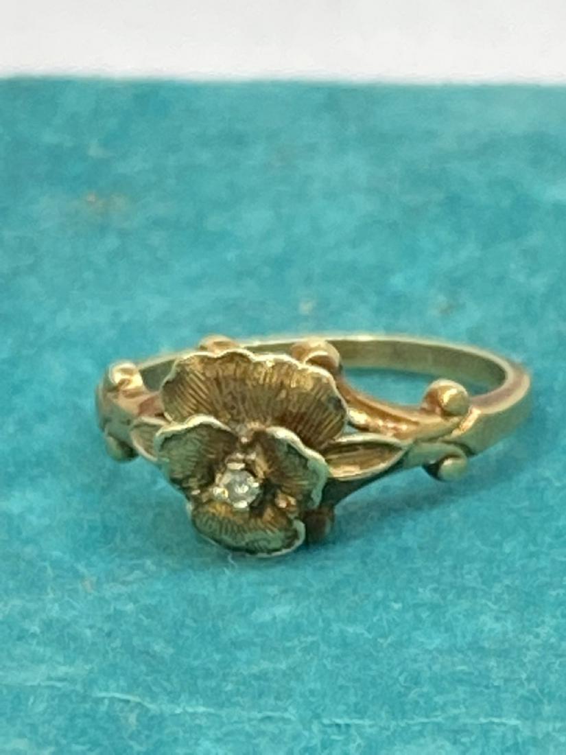 14k Gold Diamond Flower Form Ring (1 of 3)