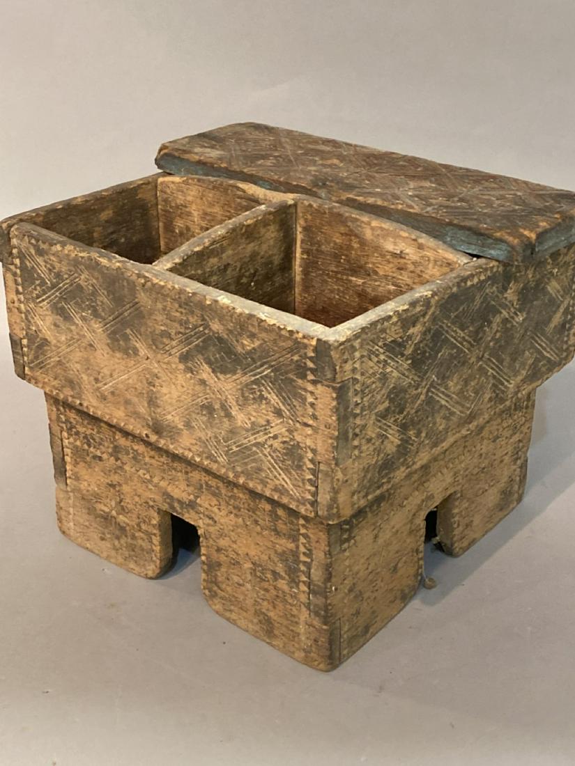 Antique Middle Eastern carved box/caddy 7 inches high (1 of 4)