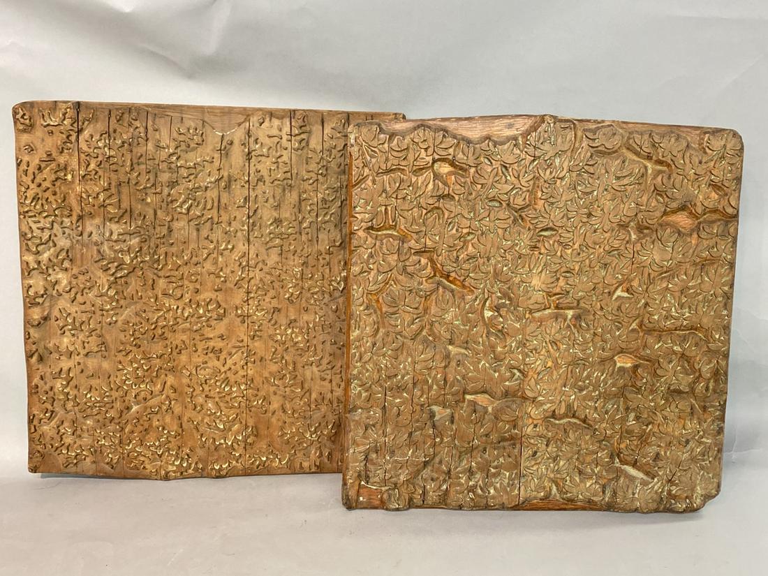 Two large wallpaper wooden stamps antique 21 1/2” x 21” (1 of 6)
