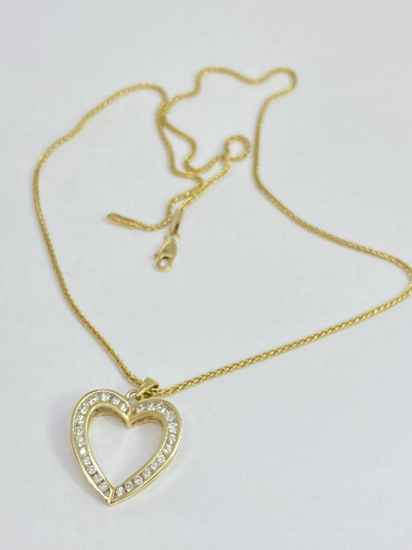 14 karat diamond heart pendant necklace 7.2 g 18 inch (1 of 4)