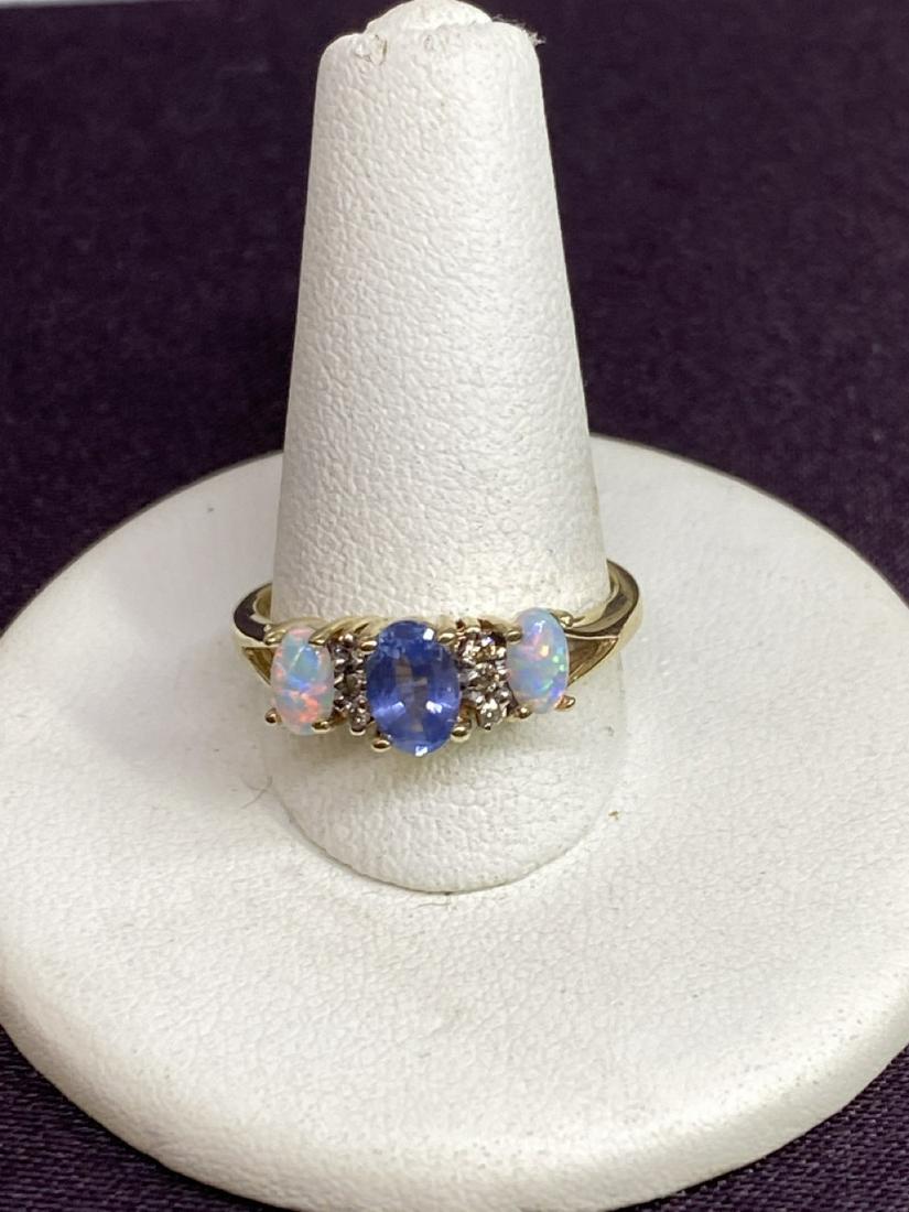 10K Gold Opal, Tanzanite & Diamond Ring (1 of 3)