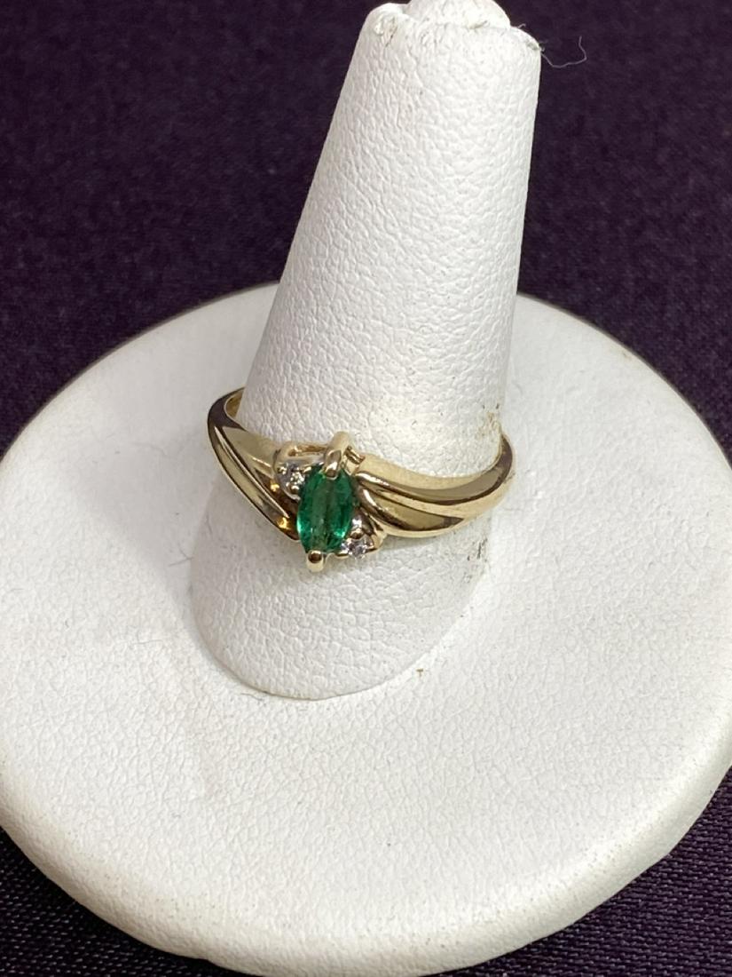 14K Marquis Emerald And Diamond Ring (1 of 3)