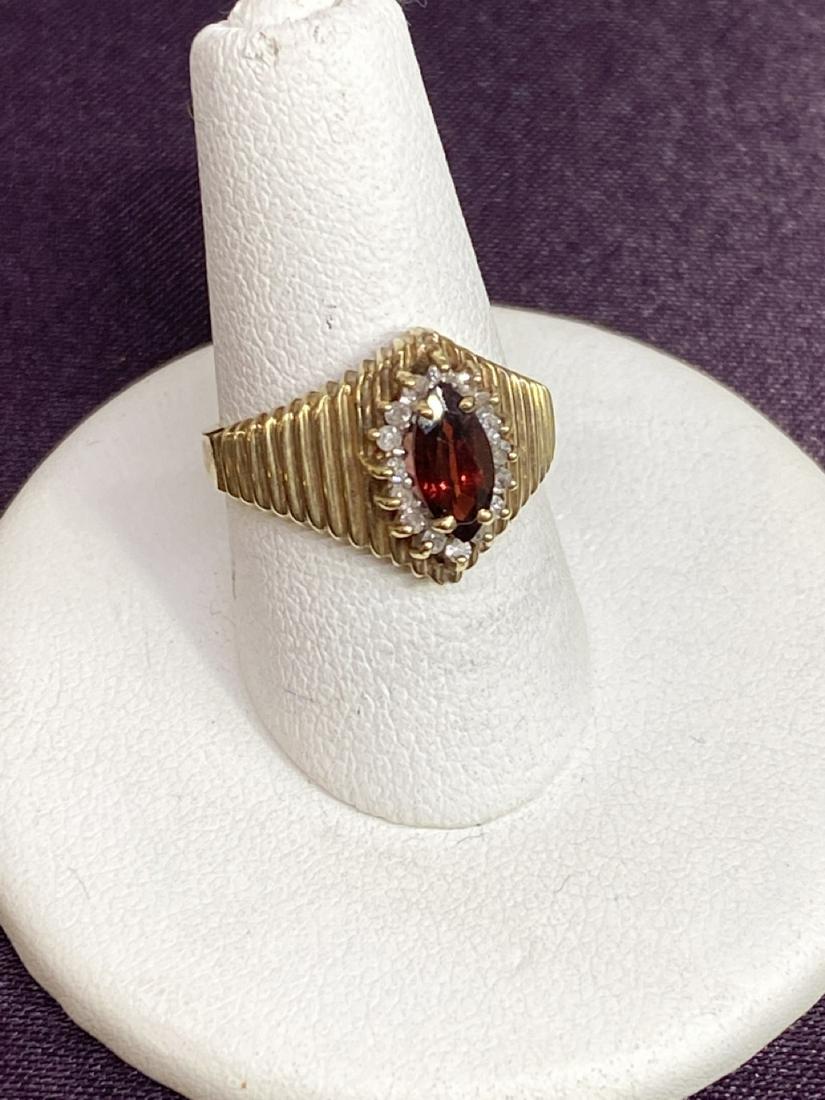 10K Marquis Garnet And Diamond Ring (1 of 3)