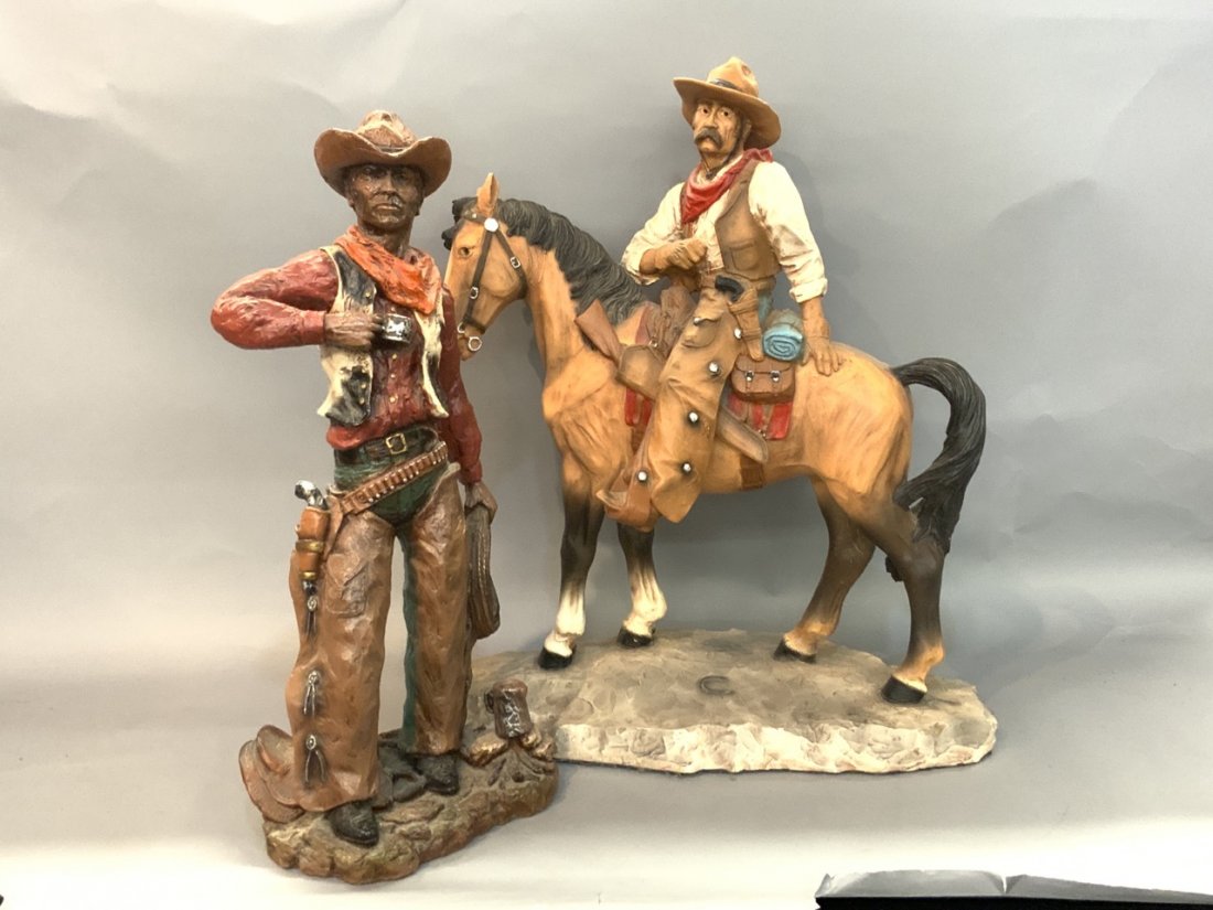 Two (2) Decorative Lg. Cowboy Statues (1 of 4)
