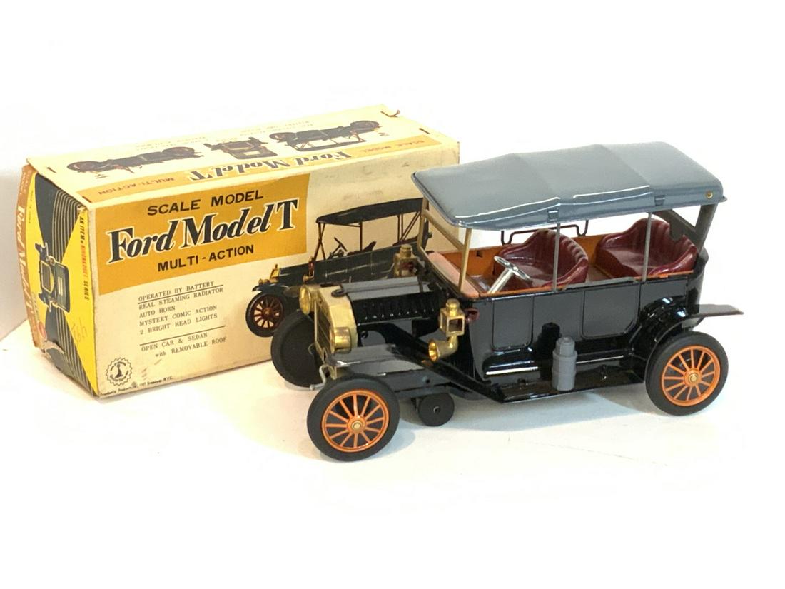Ford Model T Ford Tin Toy Car w/ Box: Ford Multi Action Model T by Franconia. Made in Japan. Dimensions: 5 1/2" X 10" X 5"