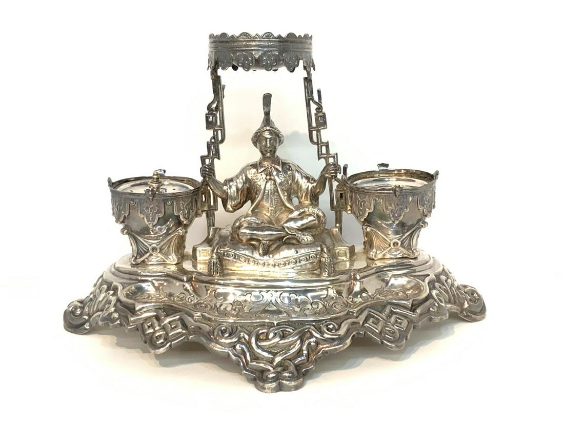 Antique French Silver Ink Stand, Arab On Carpet (1 of 7)