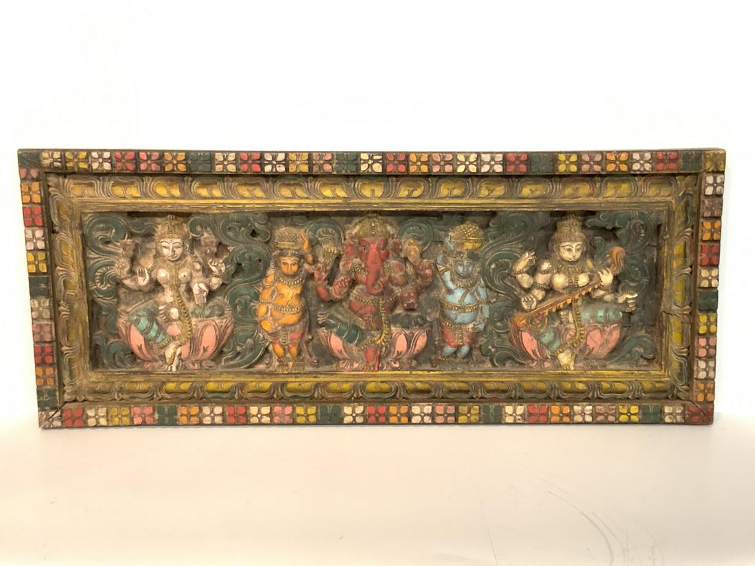 Indian Carved Polychrome Painted Wood Hindu Figure (1 of 5)