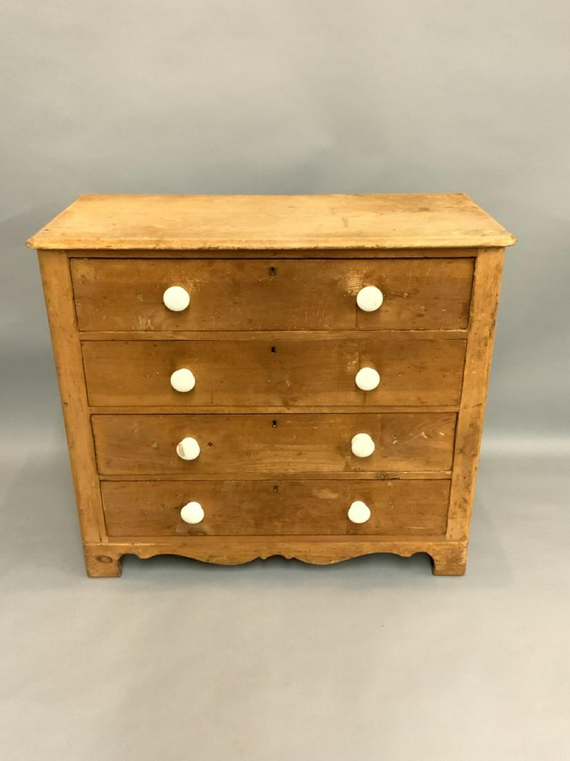 19th c. Country Pine Chest Of Drawers (1 of 2)