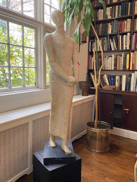 Minna Harkavy (Estonian/American 1887-1987): Minna Harkavy (Estonian/American 1887-1987) Plaster full body sculpture of female figure. Dimensions: 5ft height X 15" X 15" Provenance: Bronx Riverdale estate by descent of artist. Unsigned.