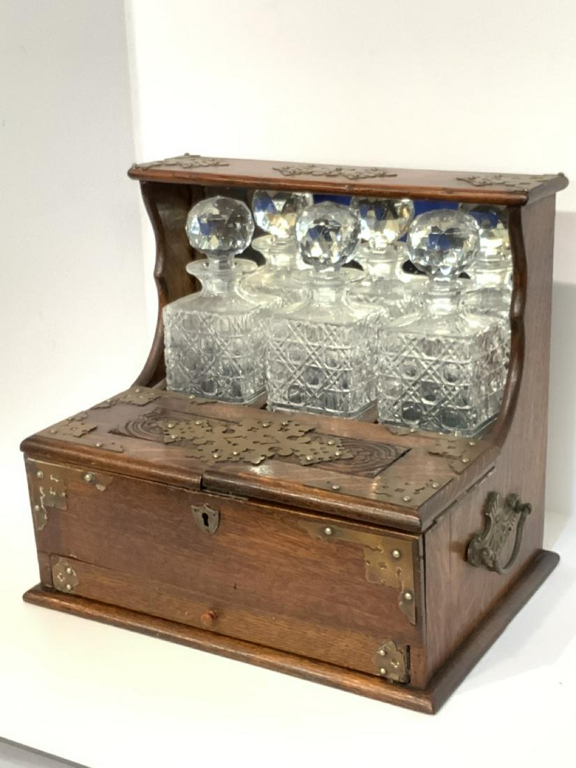 Antique English Oak Tantalus Set (1 of 4)
