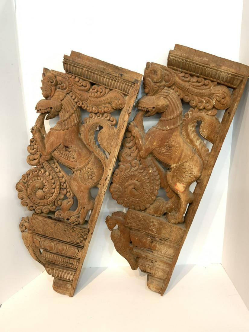 Carved Wood Indian Hindu Carved Wood Brackets (1 of 7)