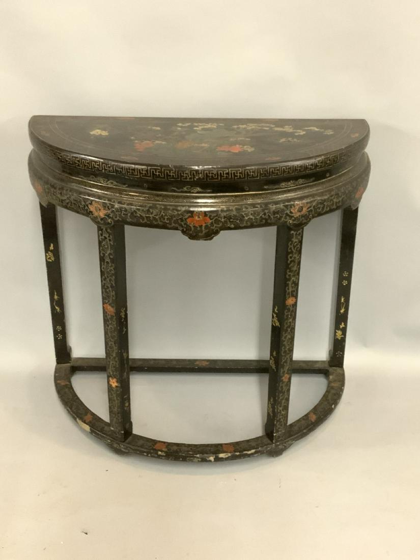 Chinese Heavily Decorated Lacquerware Demilune Table (1 of 4)