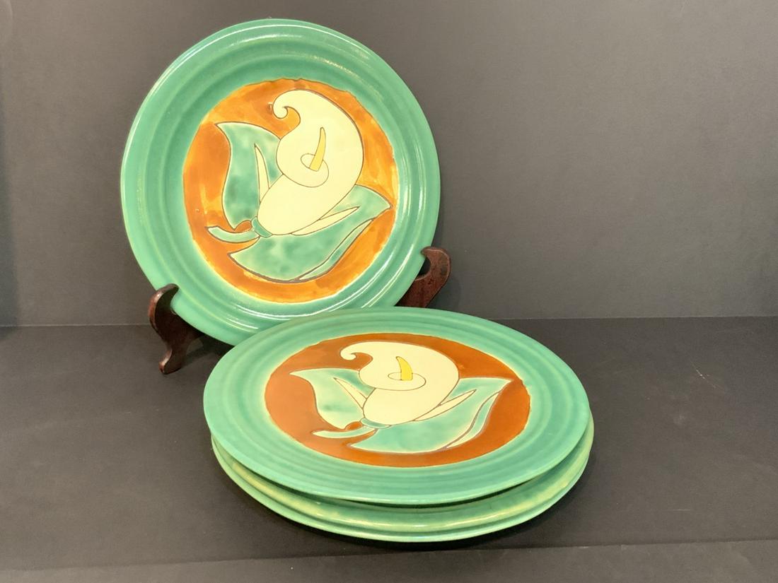 Art Deco Lily Pottery Plates (1 of 4)