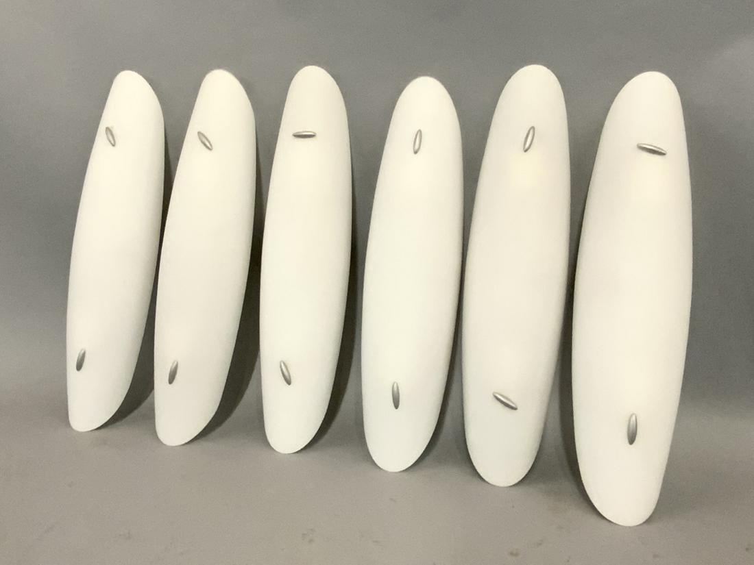 Set of six frosted white glass cigar form lighted wall (1 of 3)
