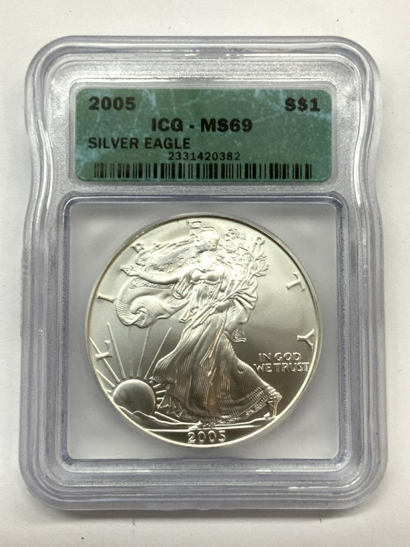 2005 MS69 $1 American Silver Eagle Dolla (1 of 2)