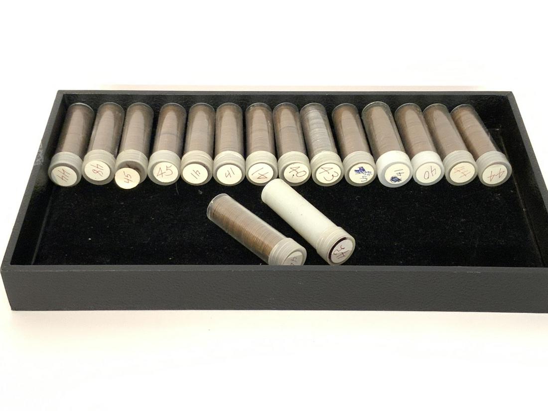 Sixteen (16) Rolls Of Estate Wheat Back Pennies: Sixteen (16) Rolls Of Estate Wheat Back Pennies. Estate found, most appear sorted at one time by date.