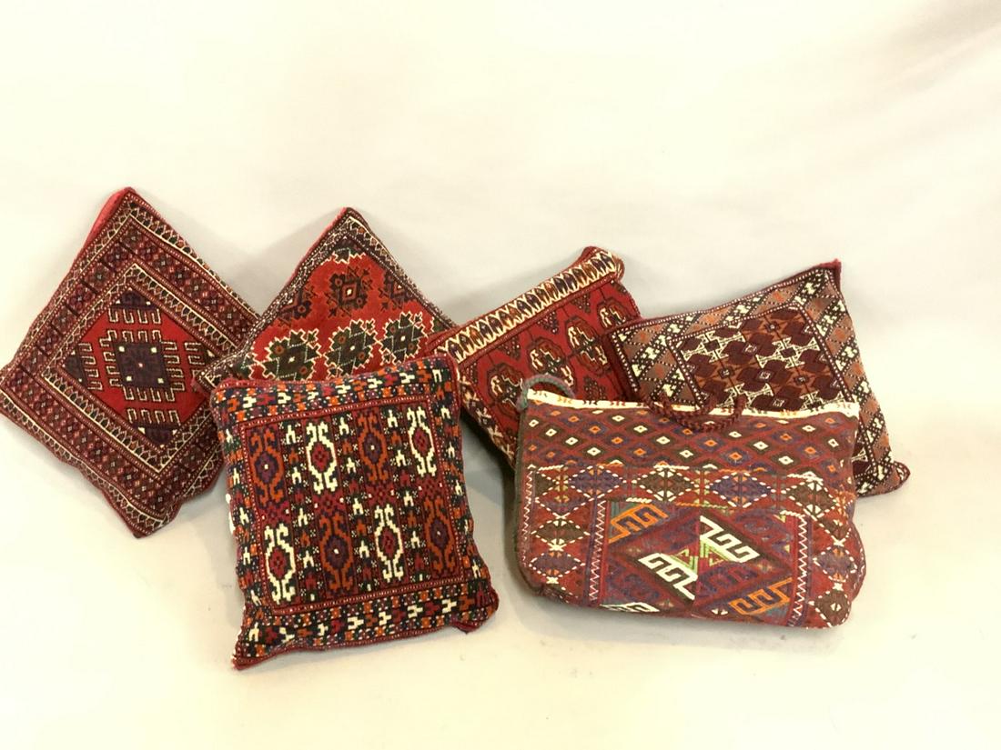 Six (6) Persian (Rug) Throw Pillows: Six (6) Persian / Turkish throw pillows. Dimensions: 13" X 15"