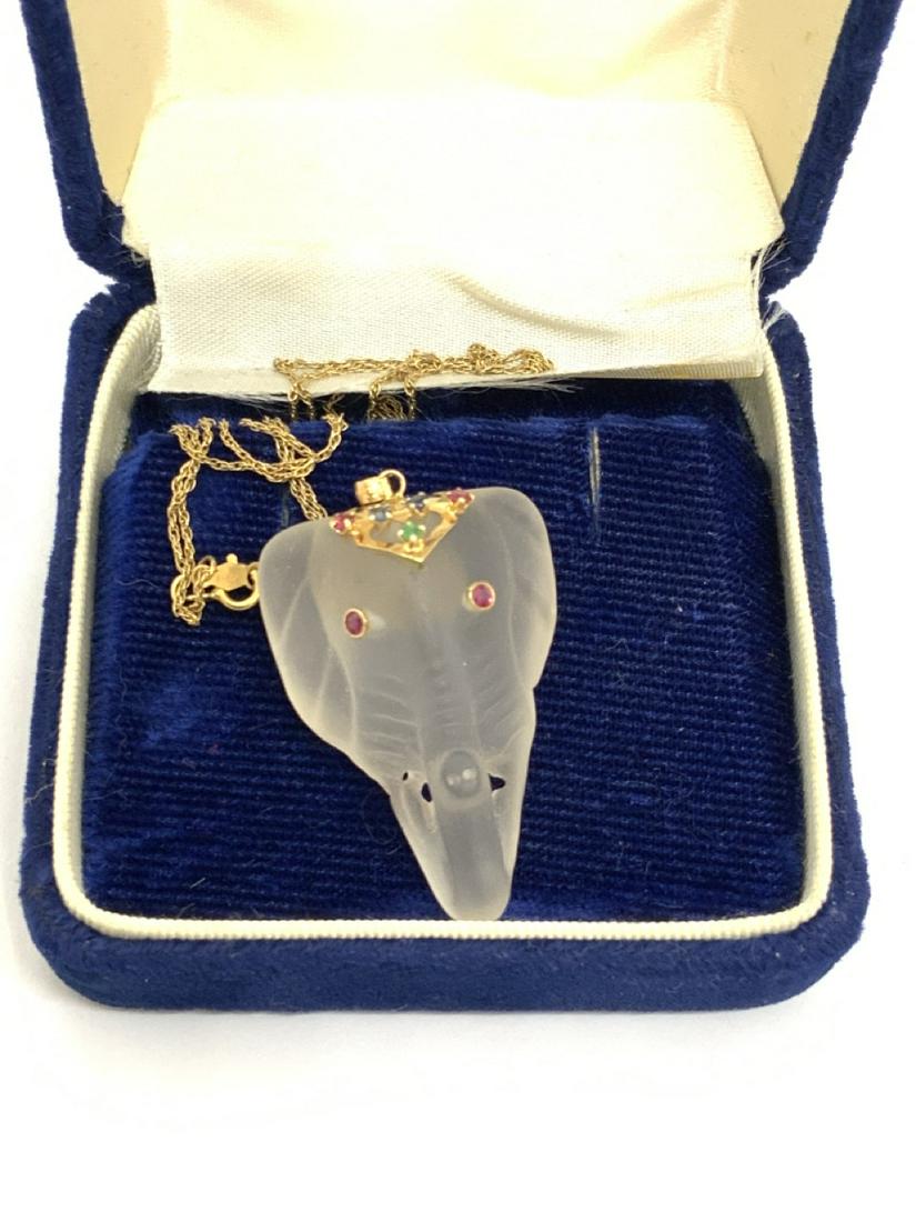 14k Yellow Gold Crystal Elephant Pendant Necklace (1 of 3)