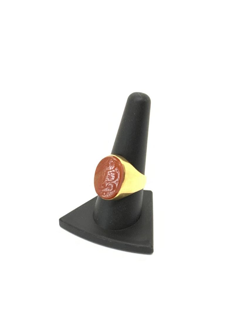 Men's 18k Gold Sardonyx Insignia Calligraphy Ring (1 of 4)