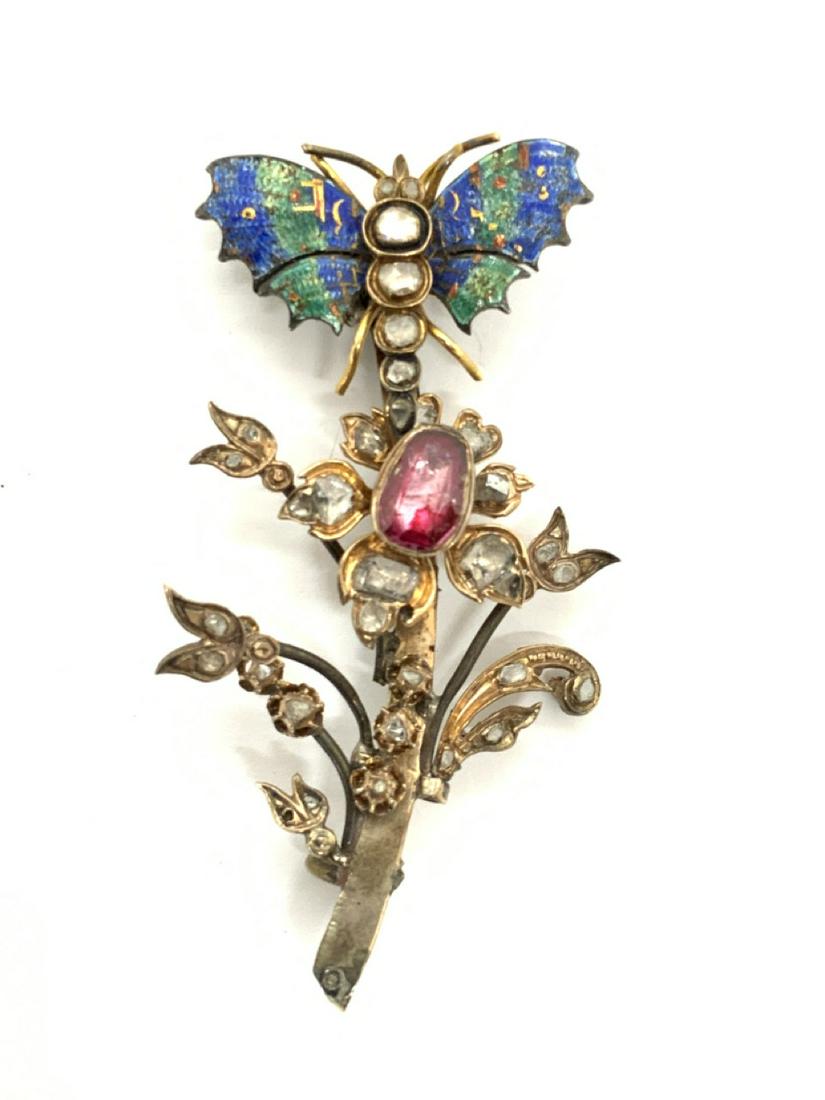 Estate Antique Enameled Butterfly Diamond And Ruby (1 of 3)