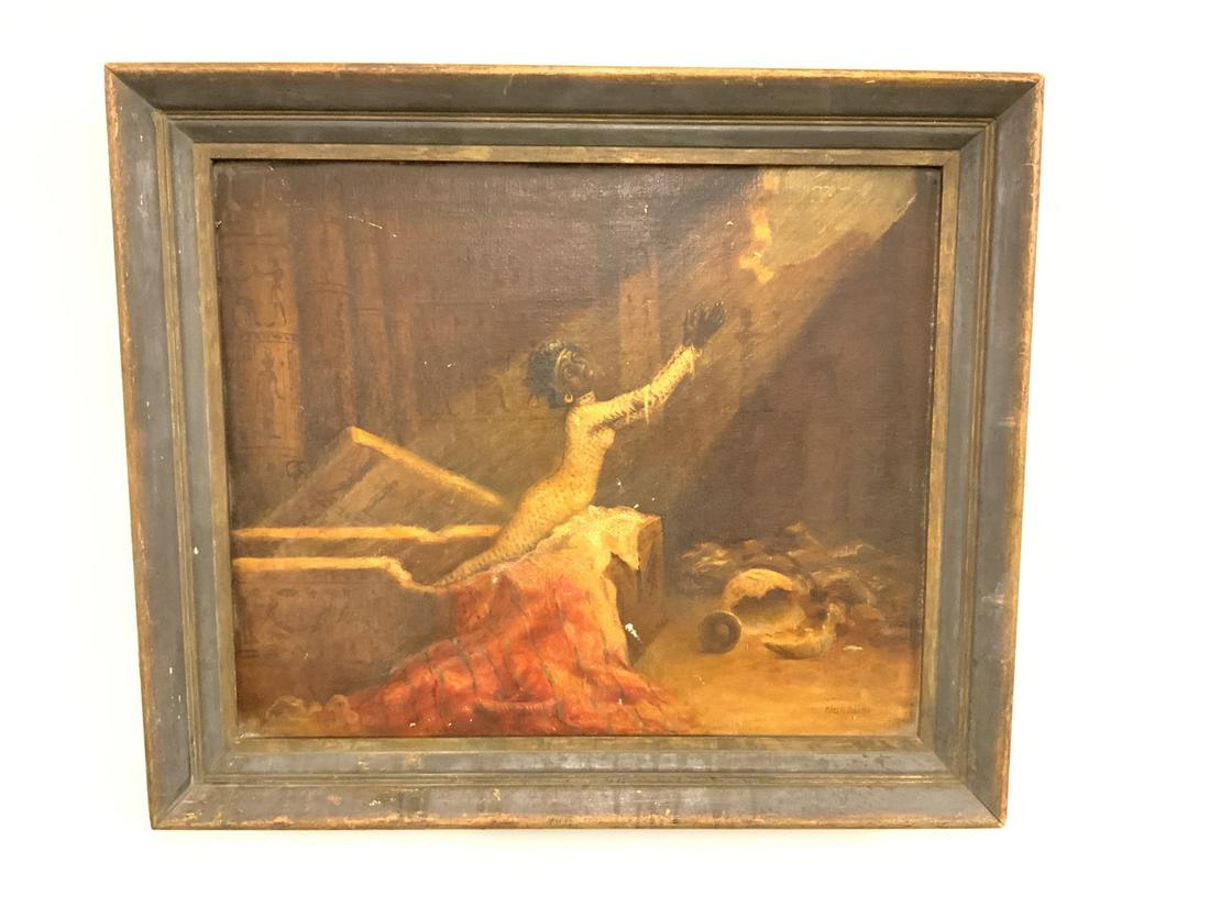 Early 20th c. Egyptian Tomb Oil Painting (1 of 7)