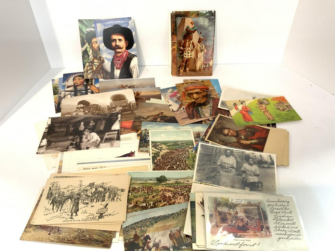 Cowboy And North American Indian Postcards Lot (1 of 4)