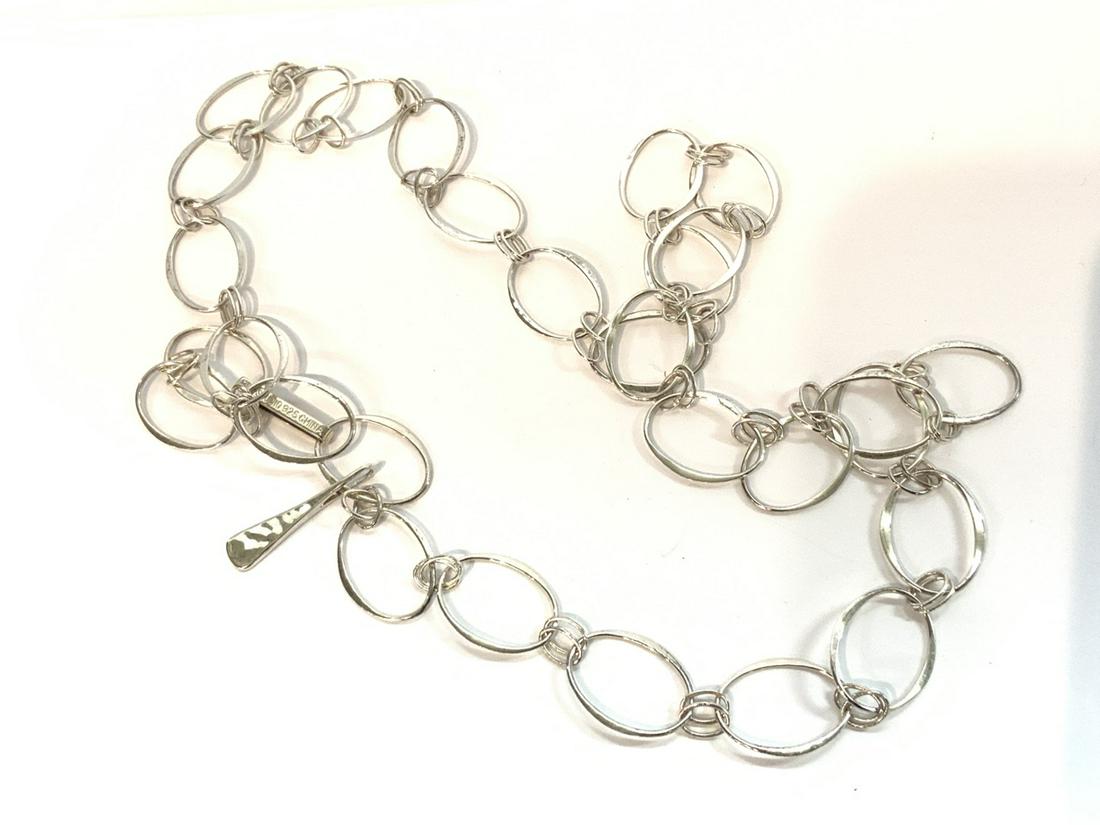 RLM Studios Sterling Hoop Necklace: RLM Studios Robert Lee Morris sterling silver hoop necklace Dimensions: 19.5" length. Signed.