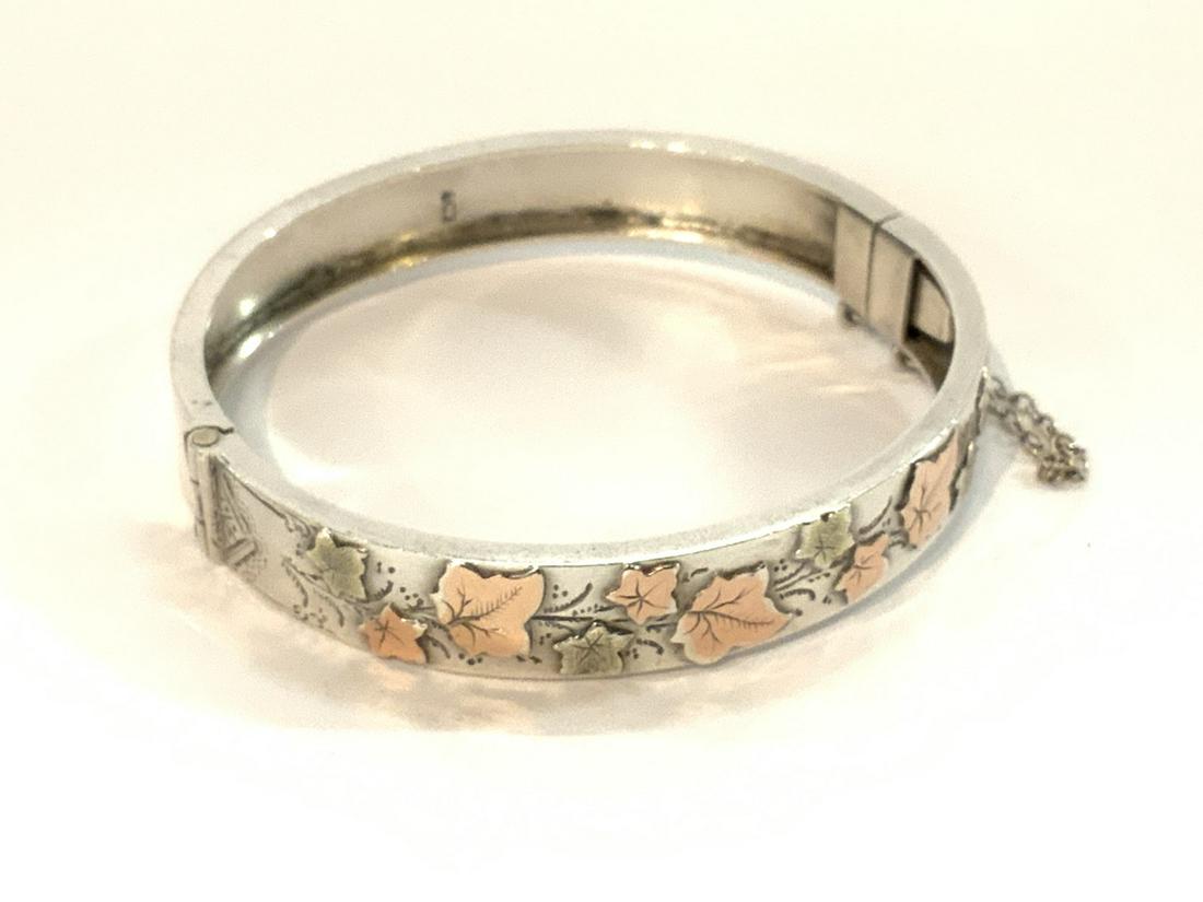 Antique English Birmingham Silver Hinged Bracelet (1 of 3)