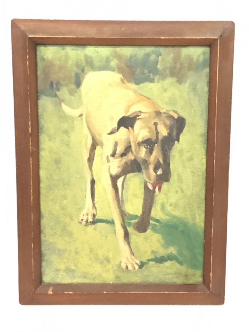 1950's Oil Painting Of Great Dane Dog (1 of 5)