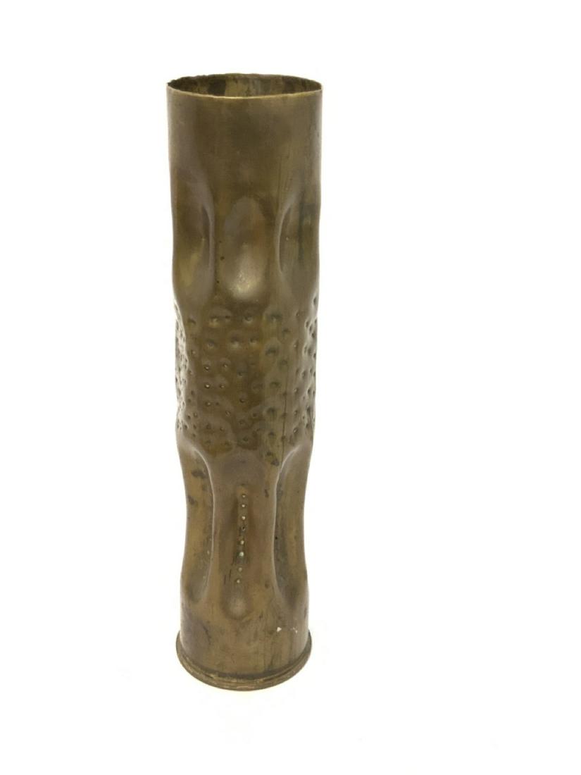 Trench Art Vase 75mm Gun: 75mm Gun Trench Art vase . Dimensions: 13 1/4" X 3 1/4"