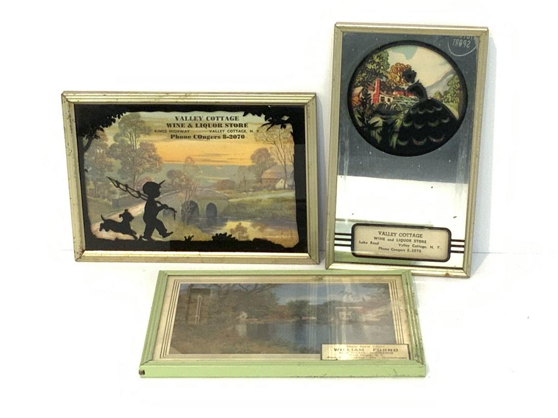 Vintage Rockland County Local Advertising Art: Vintage advertising silhouettes and thermometer. Congers, Valley Cottage and West Nyack NY. Approx. 5" X 7"