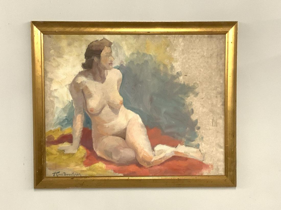 Ann Brockman, Nude Study Oil On Canvas 1930's: Ann Brockman (American, 1899-1943) Nude Study, Probably 1930's. Dimensions: 34 1/2" X 28"